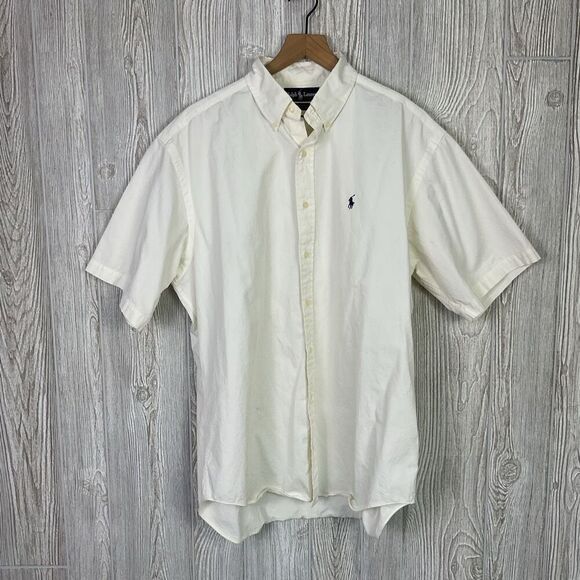Vintage Ralph Lauren Blake Style Ivory Short Sleeve Button Up Men’s Size Large N - Picture 2 of 9
